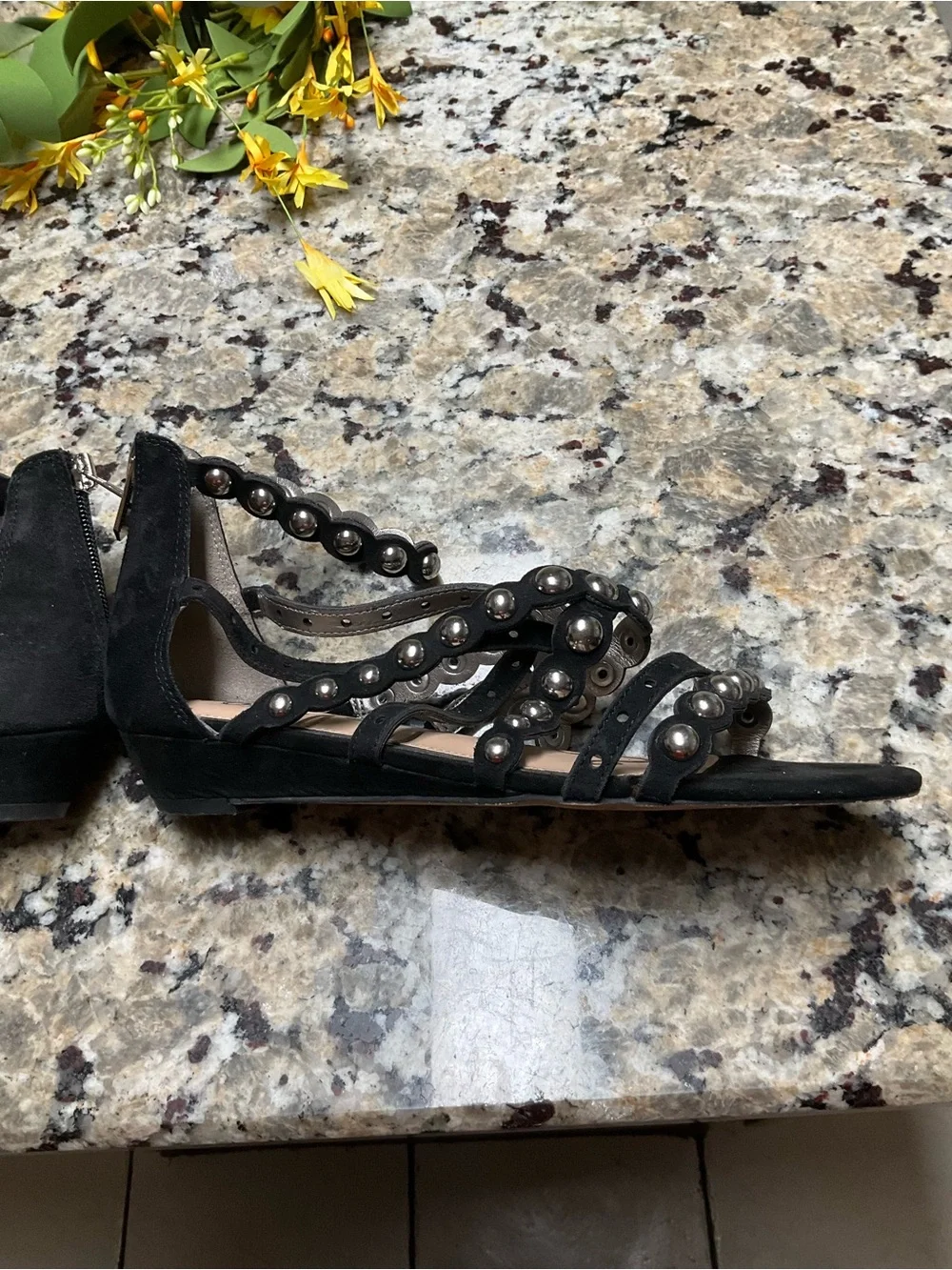 Sam Edelman Black Suede Strappy Gladiator Sandals